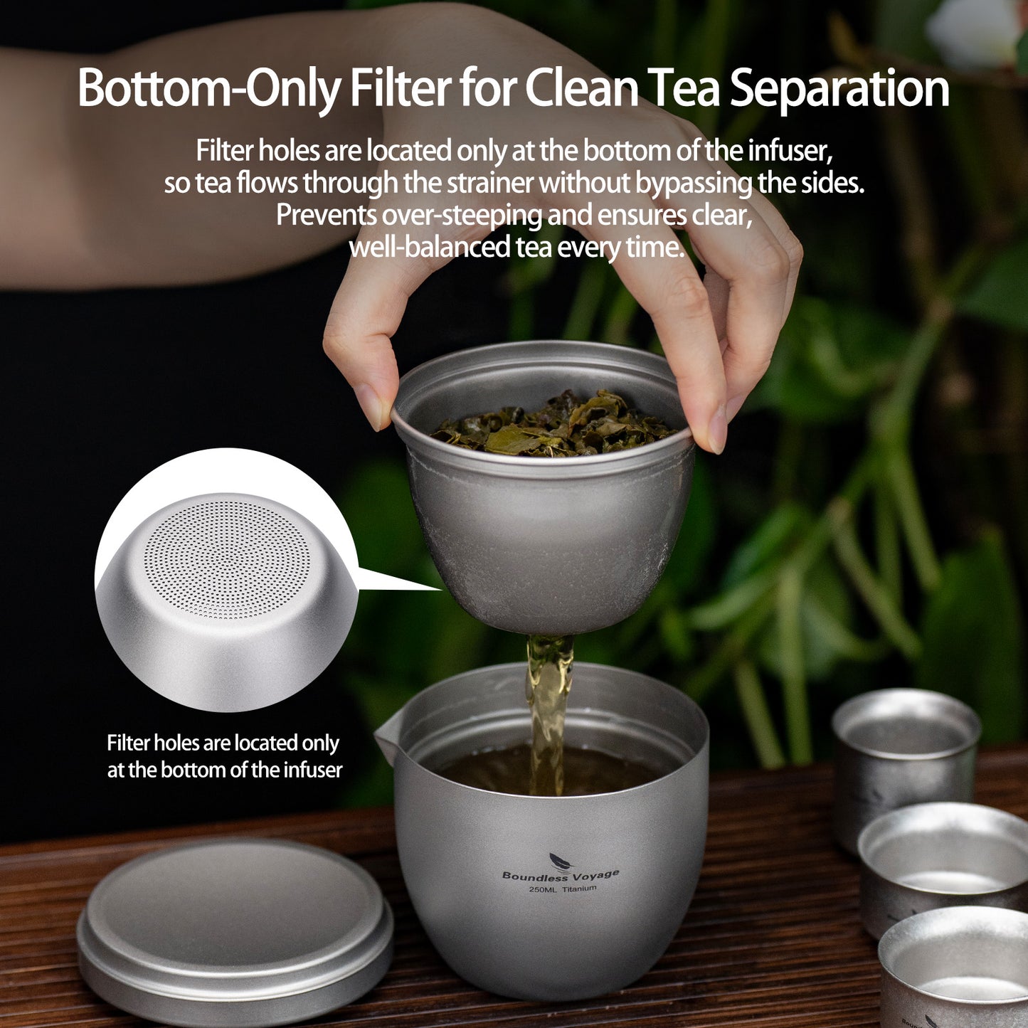 Boundless Voyage Titanium Tea Maker 250ml – Lightweight Portable Teapot for Camping, Travel & Tea Lovers