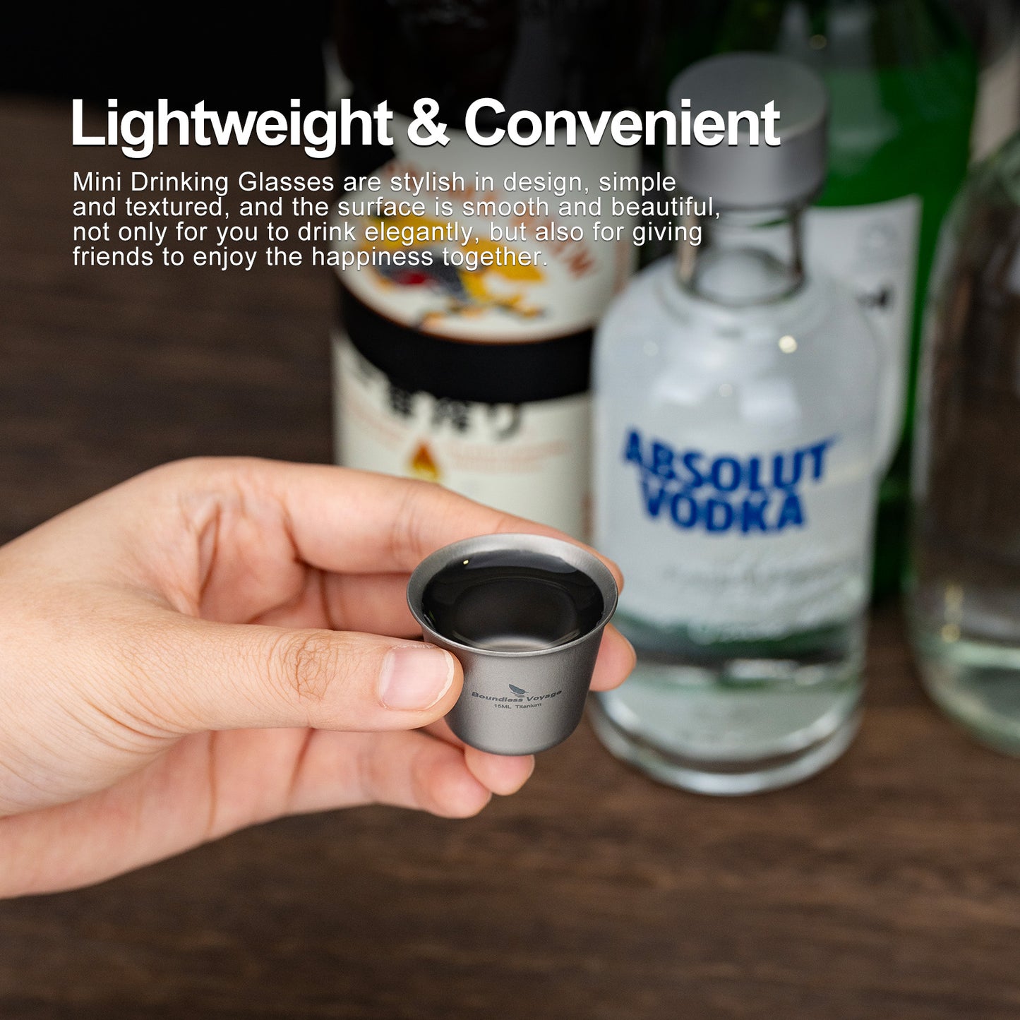 Boundless Voyage Ultralight Titanium Mini Cup | Portable Teacup & Whiskey Shot Glass | Small Metal Espresso Cup for Camping, Hiking & Home Use | BPA-Free & Healthy Drinkware