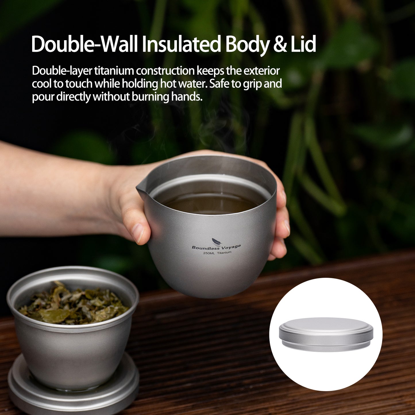 Boundless Voyage Titanium Tea Maker 250ml – Lightweight Portable Teapot for Camping, Travel & Tea Lovers