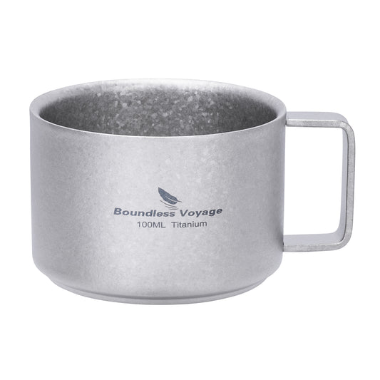 Boundless Voyage Titanium Double-Walled Coffee Cup 100ml – Ultralight Insulated Espresso Mug for Camping, Hiking & Home Use