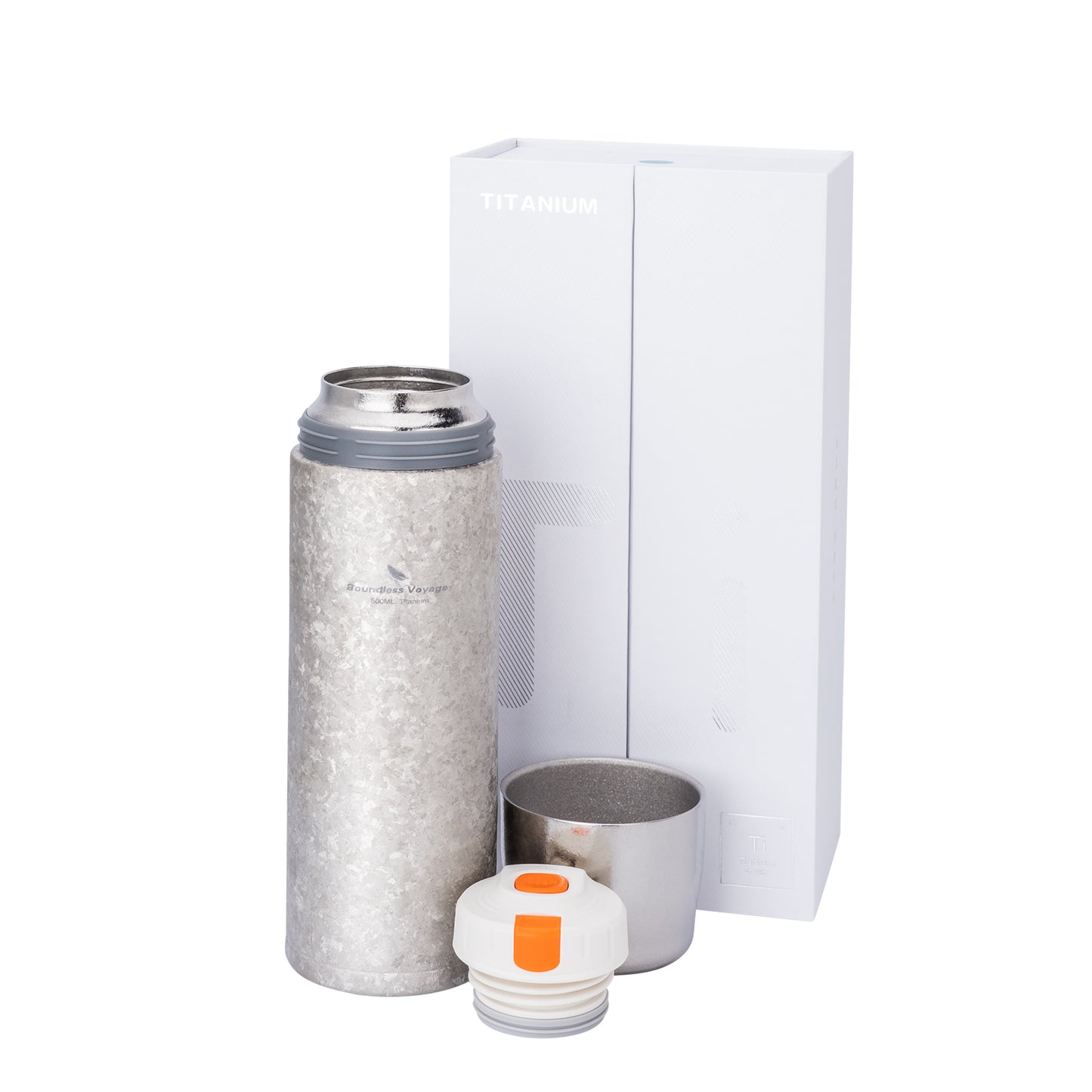 Boundless Voyage 500ml Titanium Vacuum Insulated Water Bottle | 17oz Ultralight Double-Walled Thermal Flask | Leakproof, Non-Toxic & BPA-Free Coffee Thermos for Hiking & Travel
