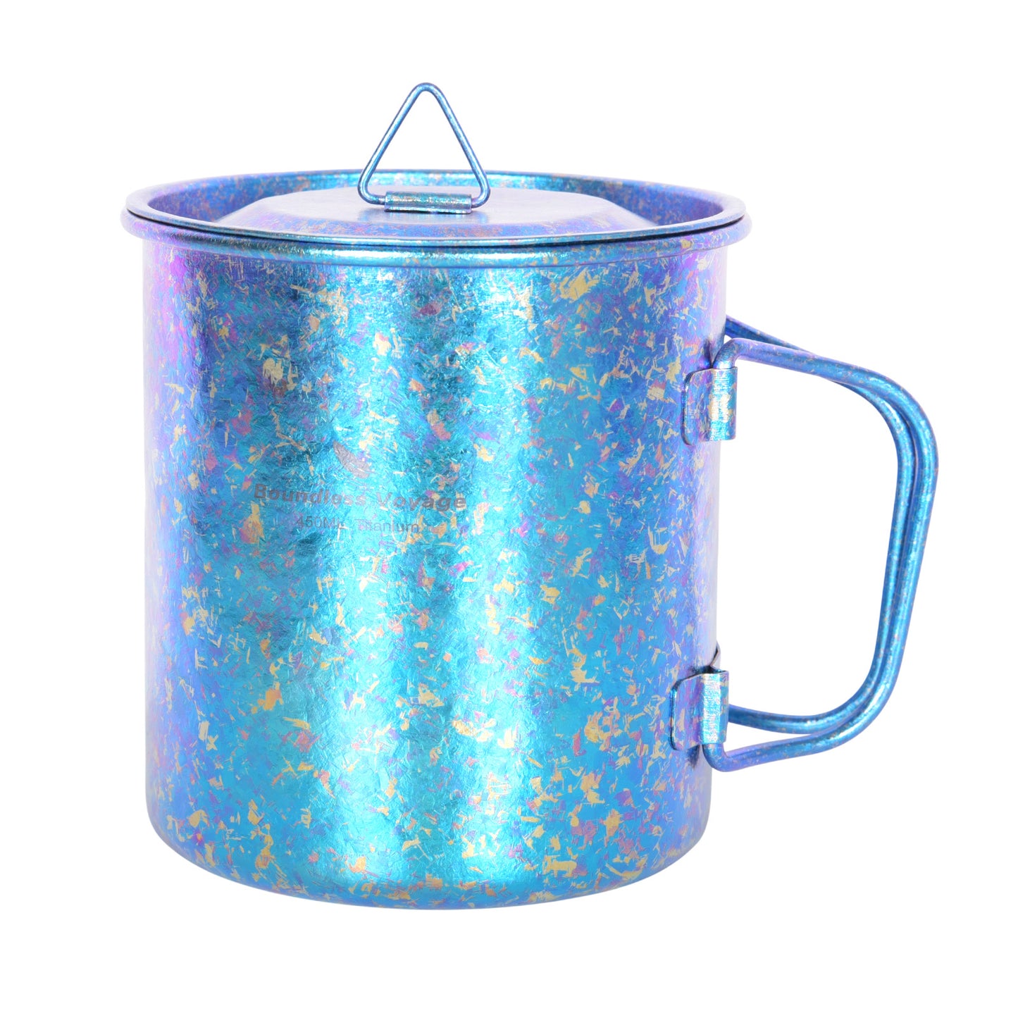 Boundless Voyage 450ml Titanium Colorful Camping Mug – Ultralight Foldable-Handle Cup for Water, Coffee & Tea Outdoors