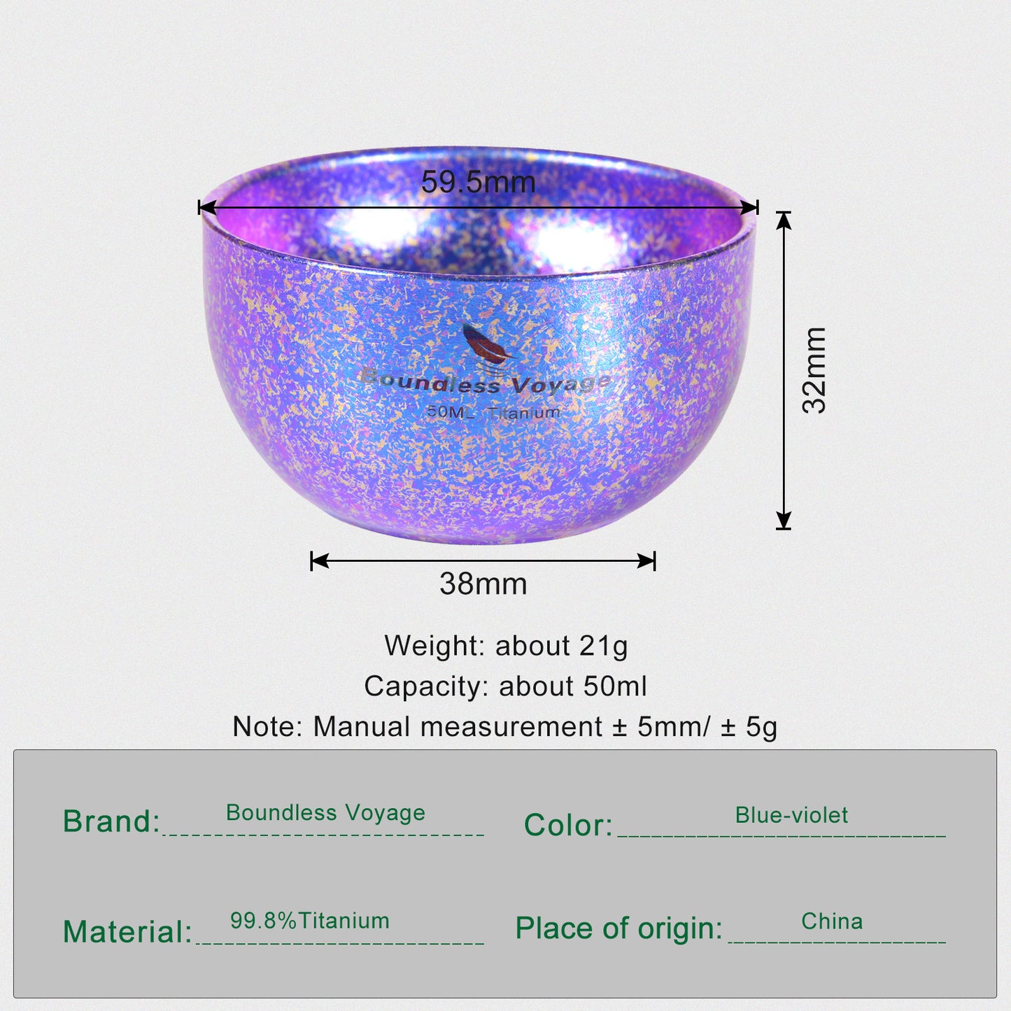 Boundless Voyage Titanium Double Layer Golden Cup Anti-scalding Colorful Teacup Wide Mouth Wine Tea Mug Drinkware