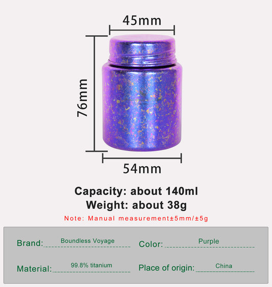 Boundless Voage Titanium Tea Canister Mini Tea Canister Ultralight Portable Tin Can Tea Coffee Spice Canister Colored Ice Flower Craft Tin Storage Container