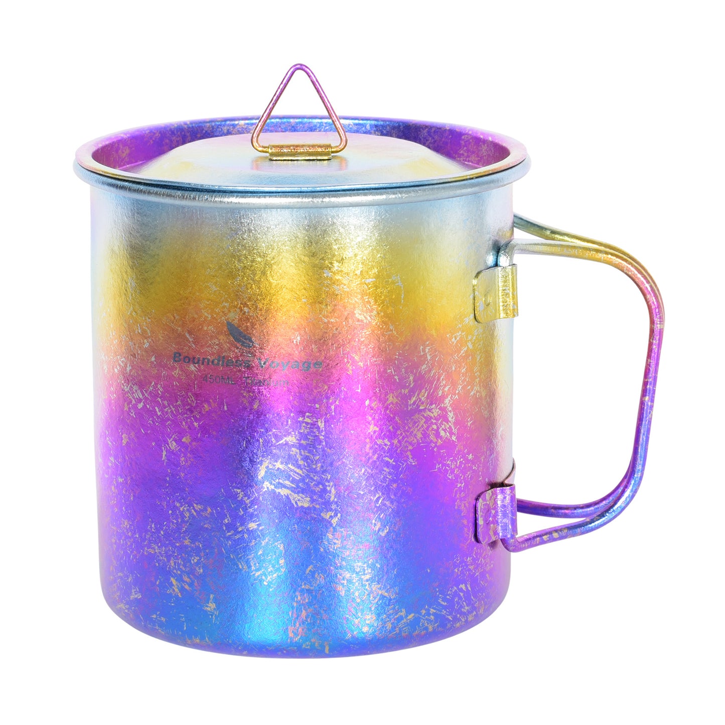 Boundless Voyage 450ml Titanium Colorful Camping Mug – Ultralight Foldable-Handle Cup for Water, Coffee & Tea Outdoors